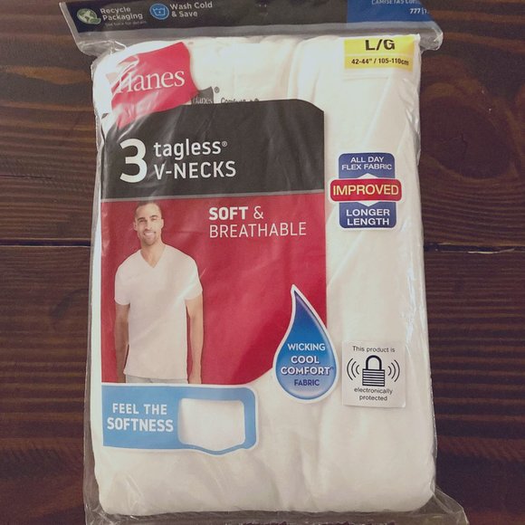 Hanes Other - Hanes Men's V Neck Tees White 3 Pack New in Package sz L